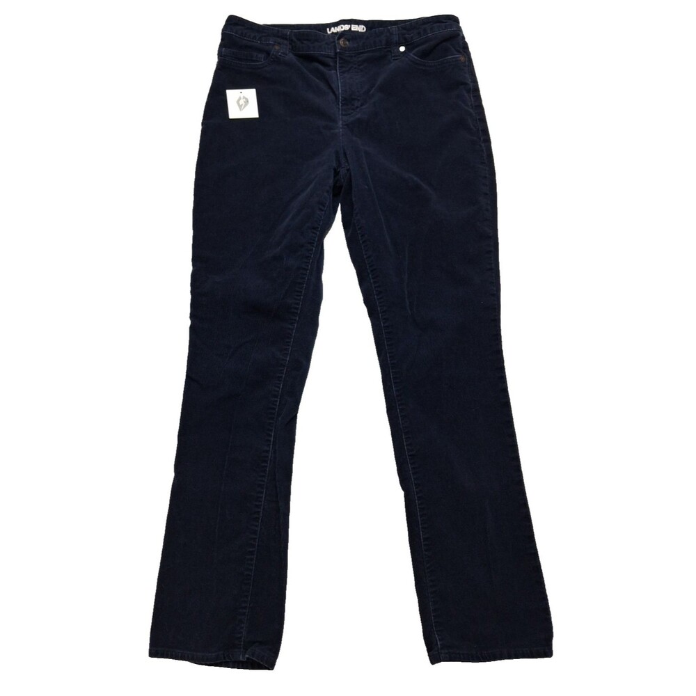 Lands End Women's Mid-Rise Straight Droit Tailee Mi-Hute Corduroy Pants Size 14